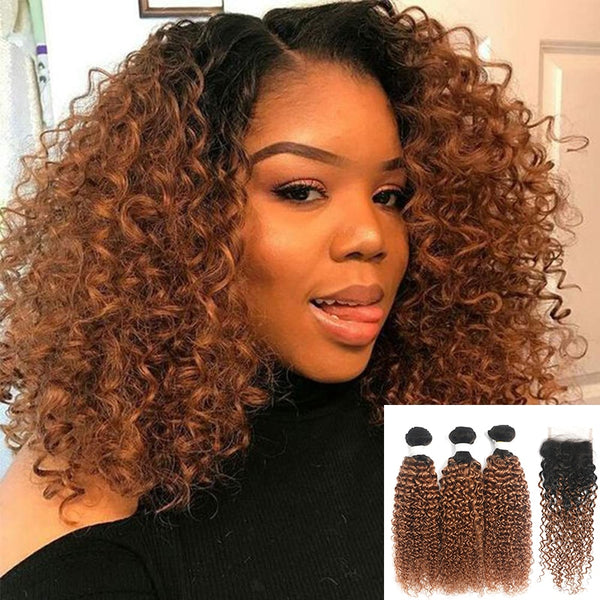 Kinky Curly Ombre Blonde Brown Bundles