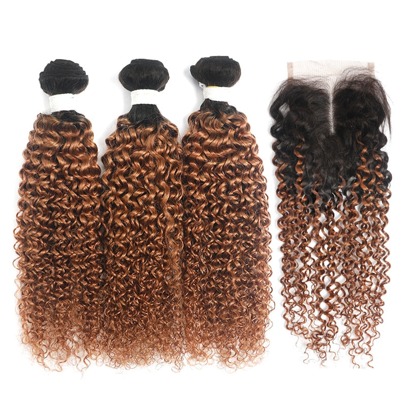 Kinky Curly Ombre Blonde Brown Bundles