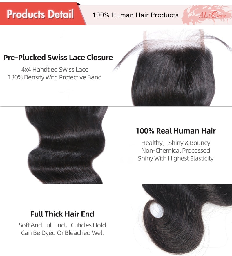 Body Wave Virgin Human Lace Closure