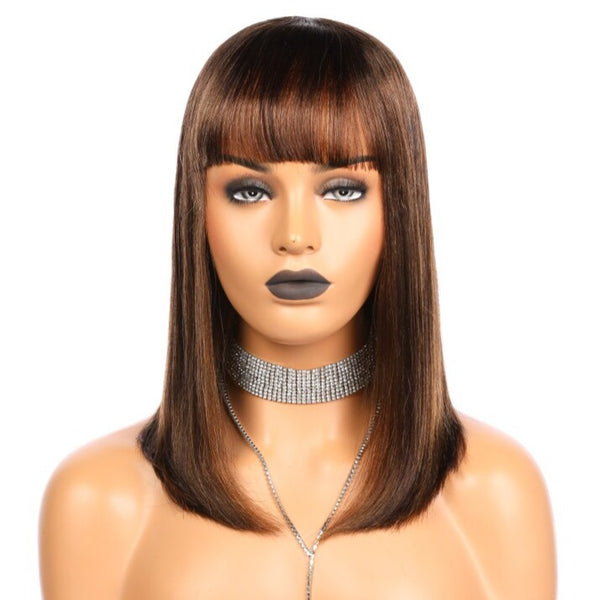 Straight Full Machine Wig With Bangs