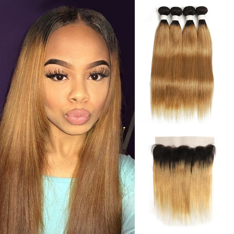 Ombre Brown Brazilian Straight Bundles