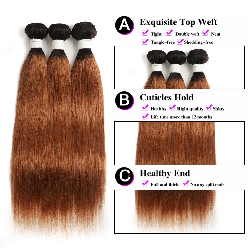 Ombre Brown Brazilian Straight Bundles