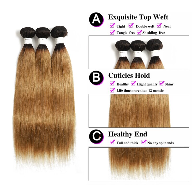 Brazilian Straight 3/4 Hair Bundles