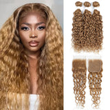 27# Honey Blonde Water Wave Bundles